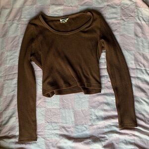 Madewell Long Sleeve Brown Waffle Knit Shirt
